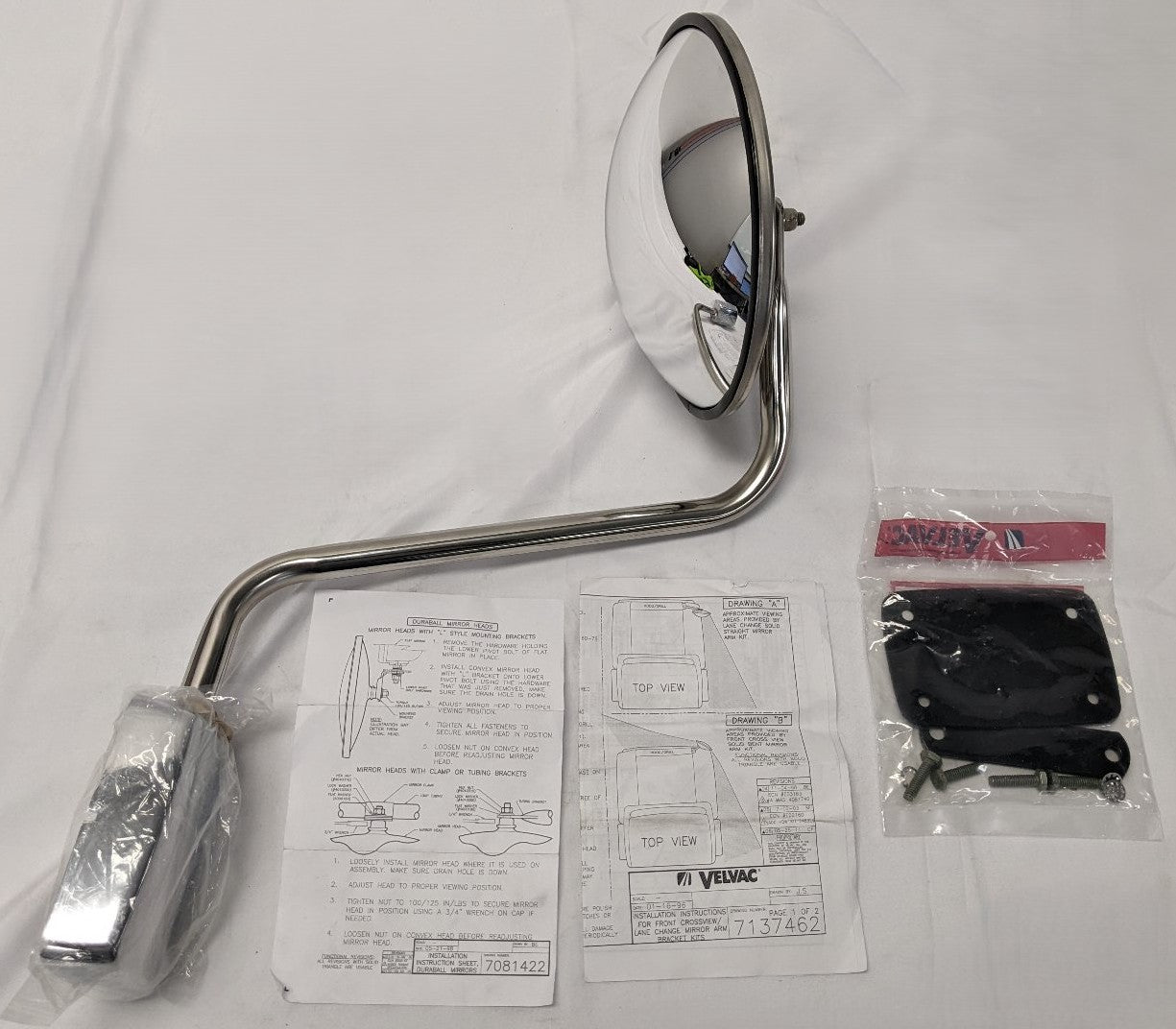 Velvac 9" Fisheye Convex Door Mirror Kit VEL 713753