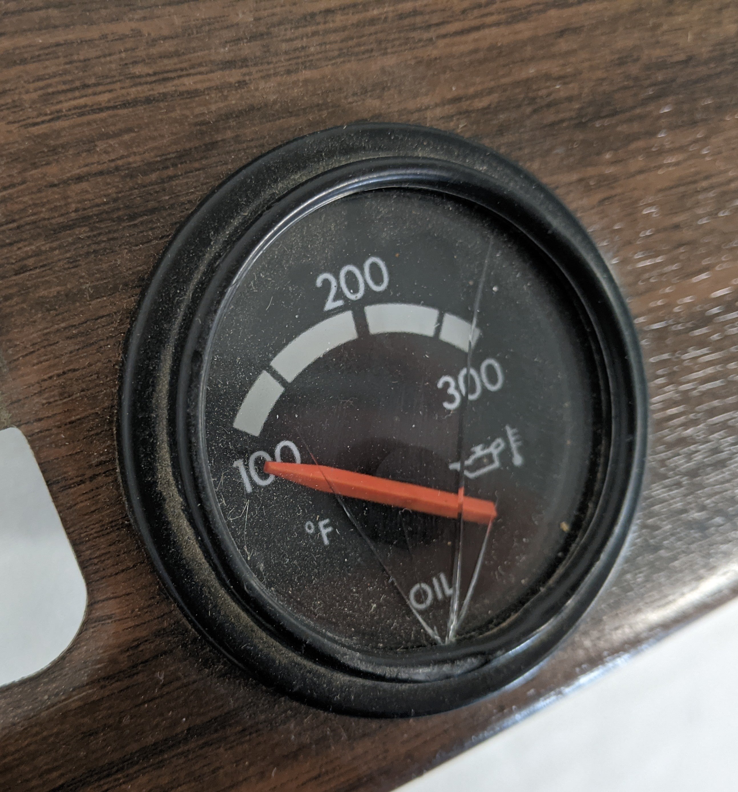 Used Freightliner FLD Woodgrain Dash Panel w/ 3 Black Gauges - P/N 22-32029-001 (9995483382076)