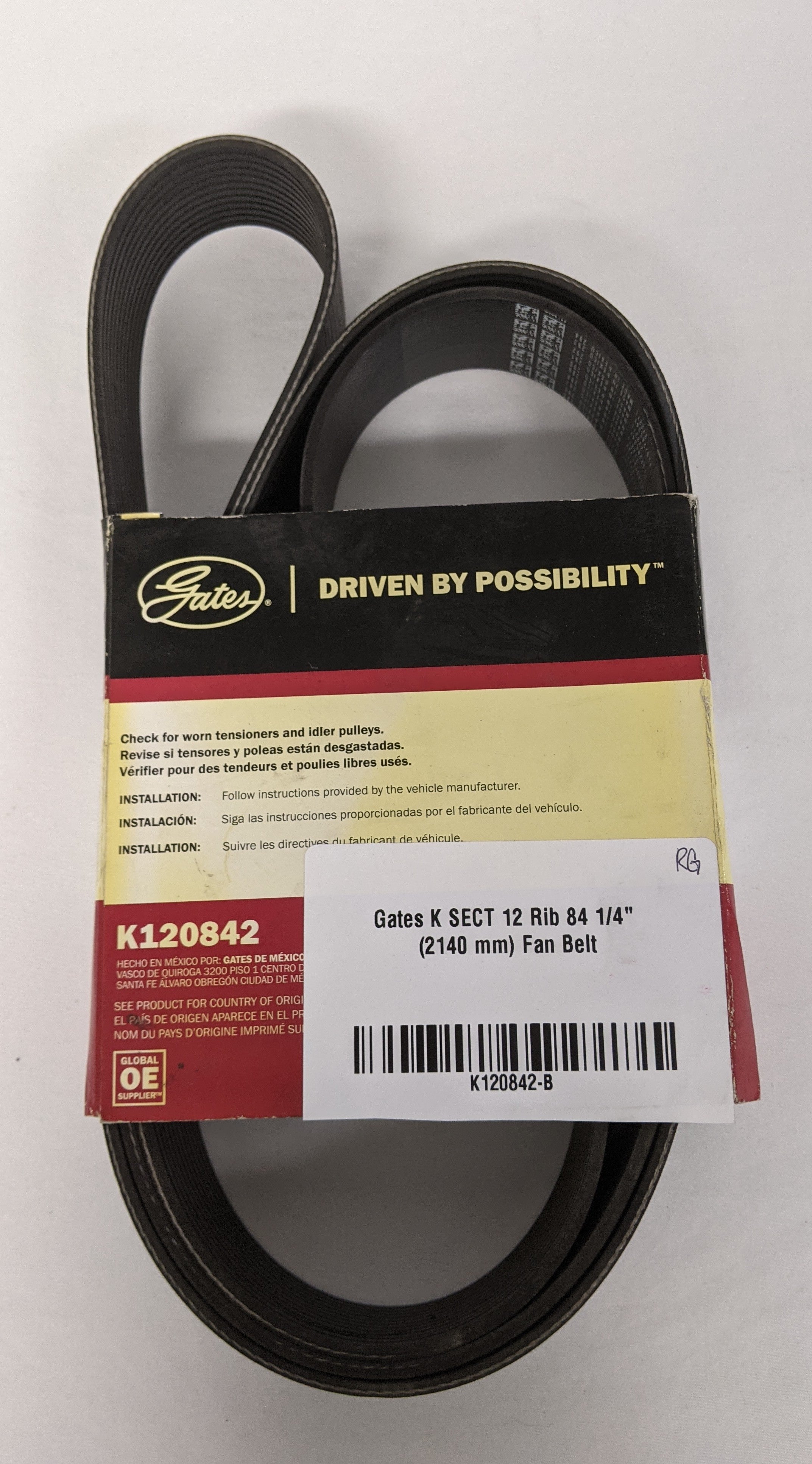 Gates K SECT 12 Rib 84 1/4" (2140 mm) Fan Belt - P/N GT K120842 (9960754807100)