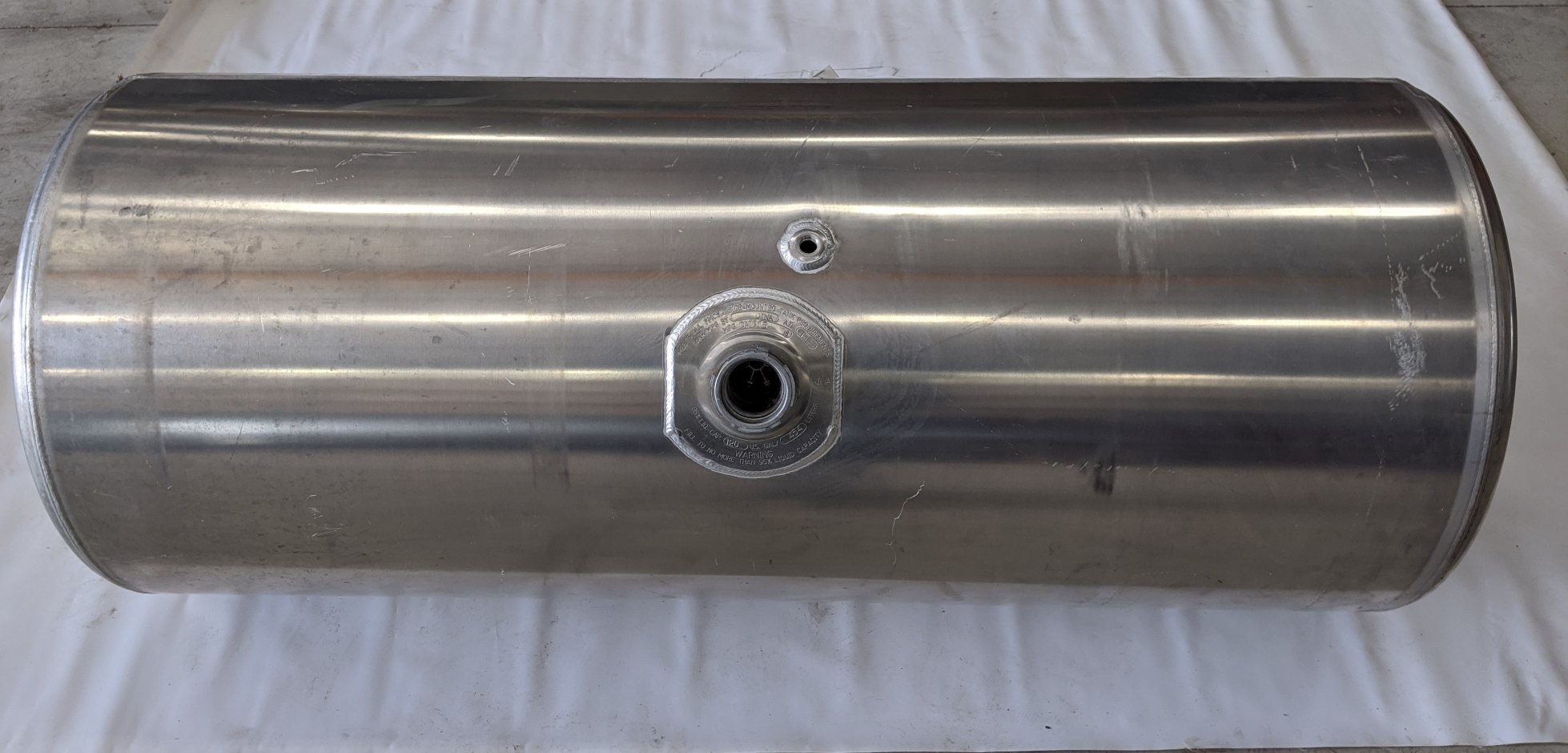Bottom Feed 120 Gal. 25" Diameter 58" Long Aluminum Blank Fuel Tank (10028450185532)