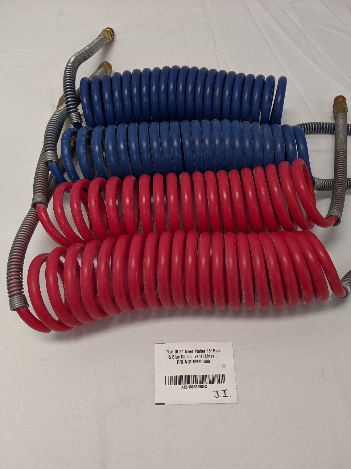 Parker 15' Red & Blue Coiled Trailer Lines | A12-15880-000 | Lot of 2