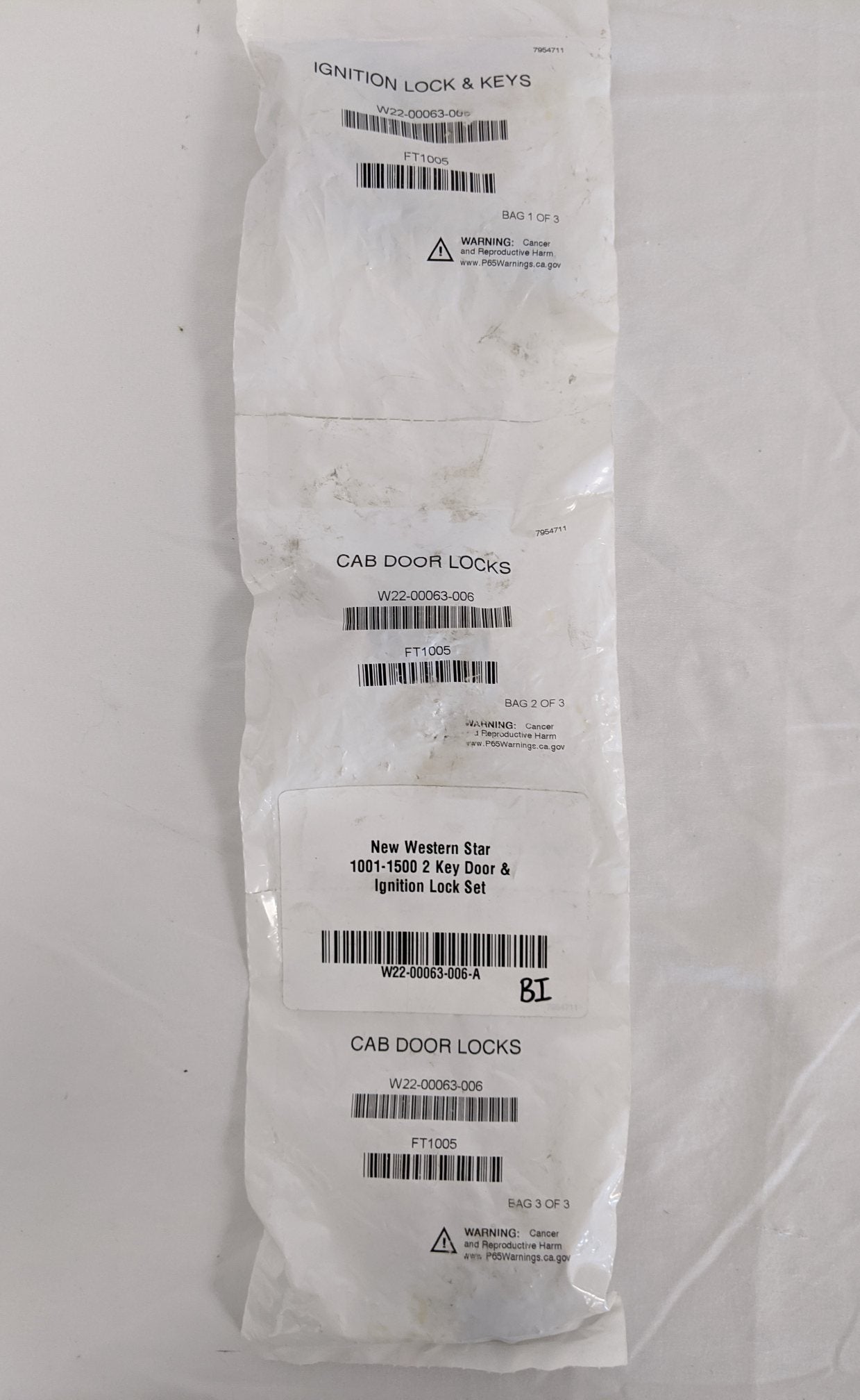 New Western Star 1001-1500 2 Key Door & Ignition Lock Set - P/N W22-00063-006 (10006688170300)