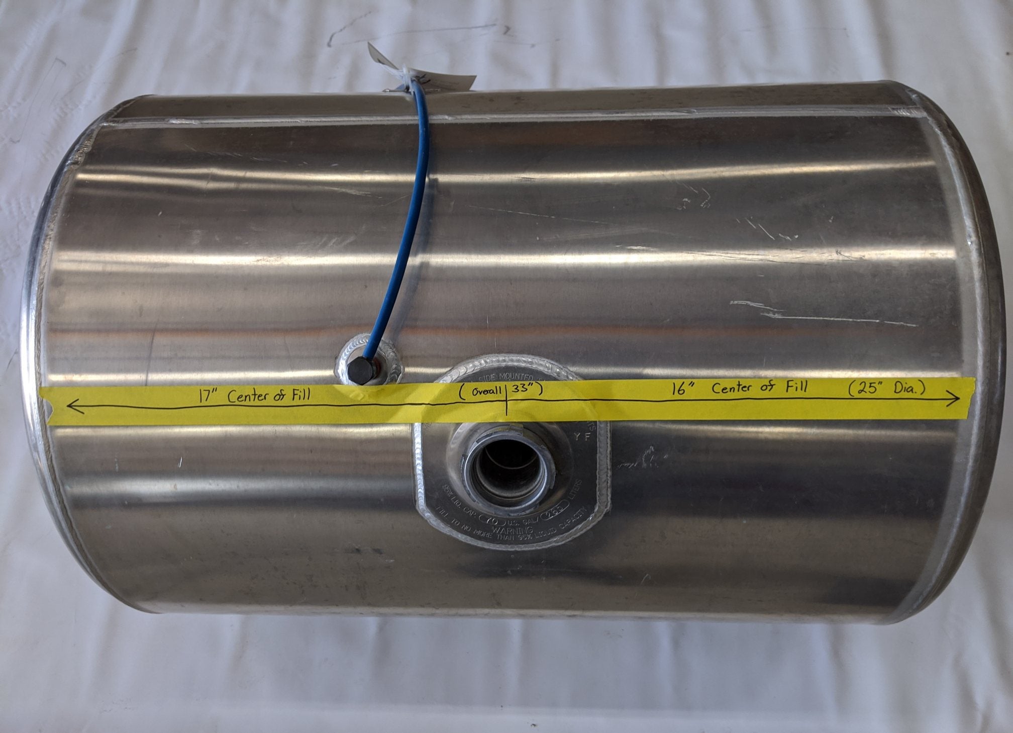 Bottom Feed 70 Gal. 25" Diameter 33" Long Aluminum Blank Fuel Tank (10028448547132)