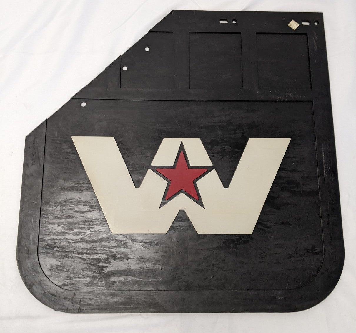 Western Star 24" LH Mitered Black Mud Flap Logo 22-69681-006