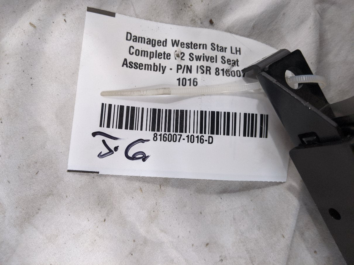 Damaged Western Star LH Complete L2 Swivel Seat Assembly - P/N ISR 816007 1016 (10162931401020)