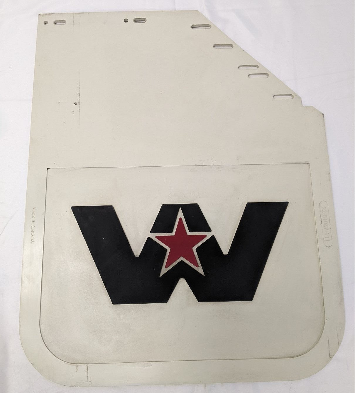 Western Star 30" RH Mitered White Mud Flap Logo 22-81067-111