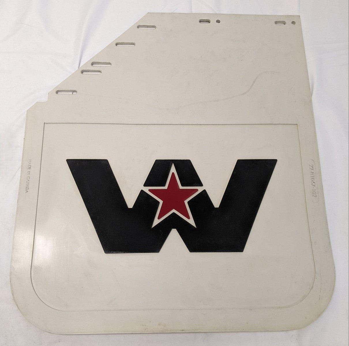 Western Star 27" LH Mitered White Mud Flap Logo 22-81067-102