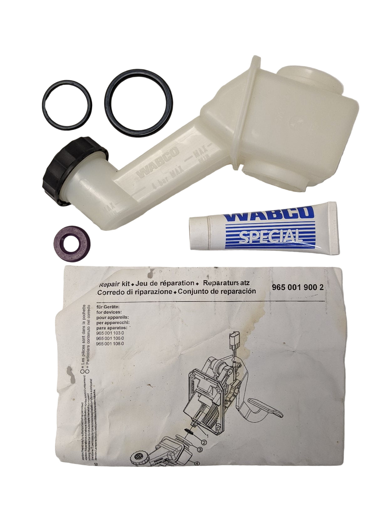 Meritor Wabco Hydraulic Clutch Pedal Repair Kit w/ Cap - P/N WAB 965 001 900 2