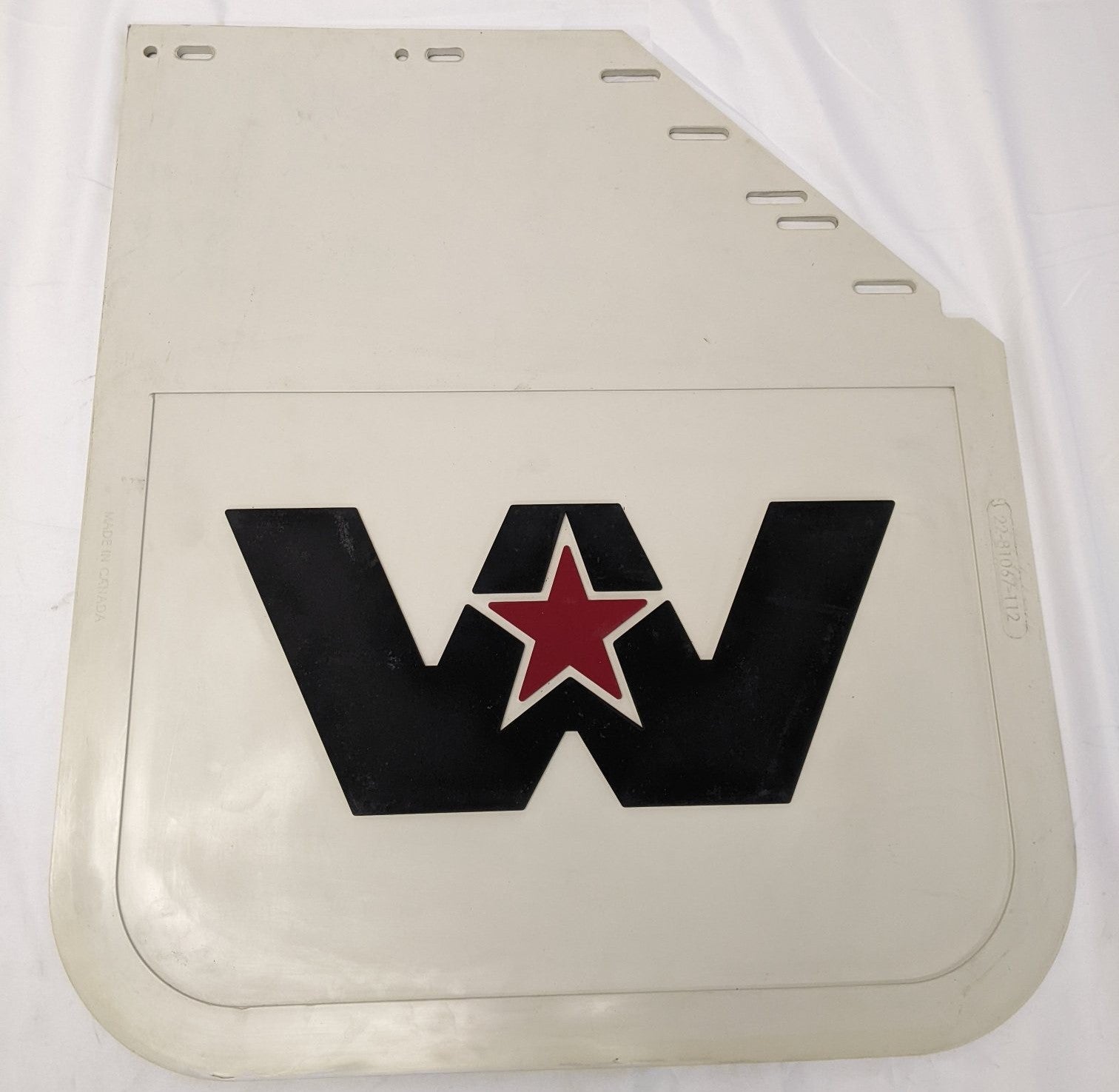 Western Star 27" RH Mitered White Mud Flap Logo 22-81067-112