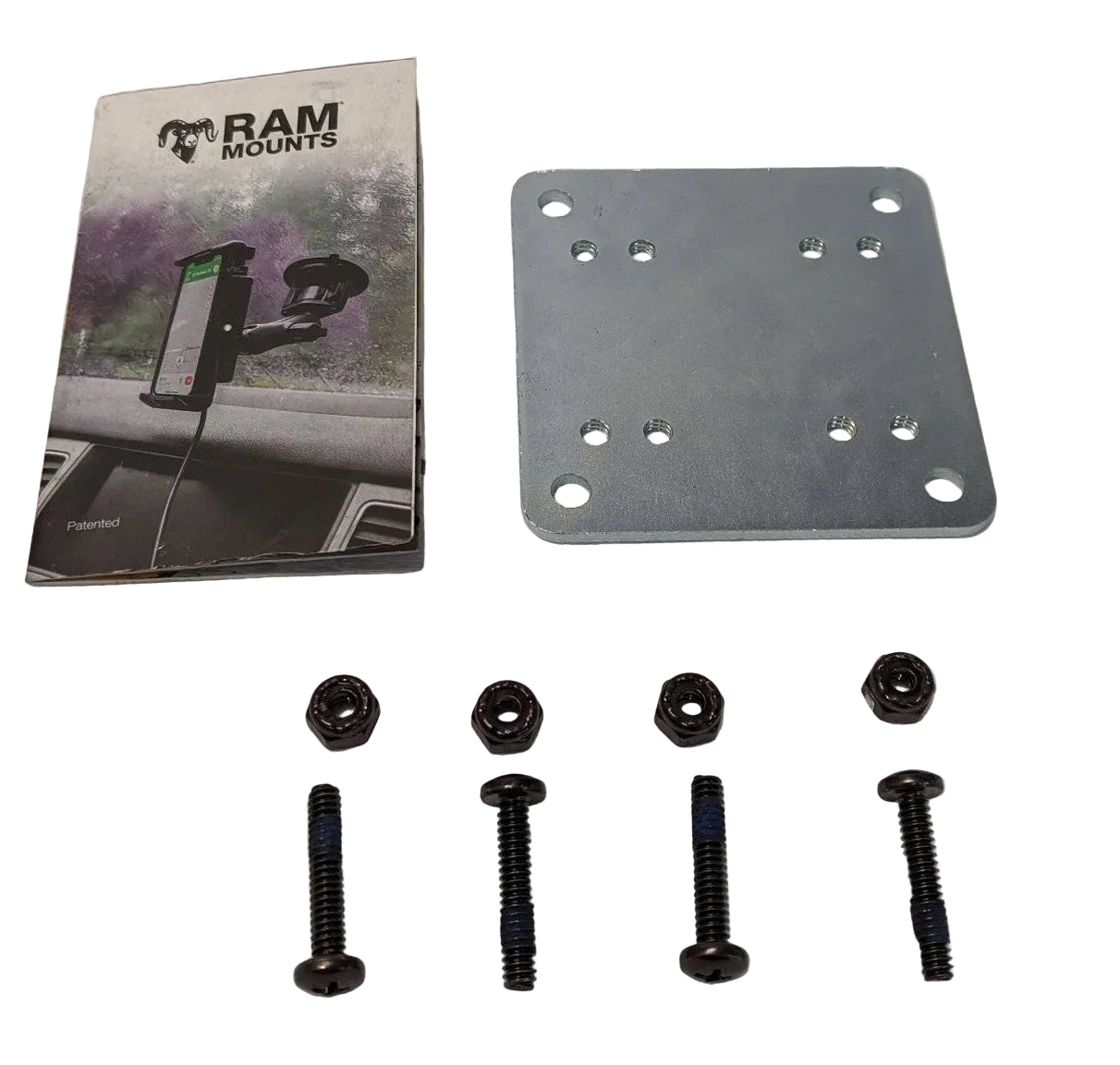 RAM 3” x 3” Steel Backing Plate Adaptor with Hardware - RAM-202-225BU