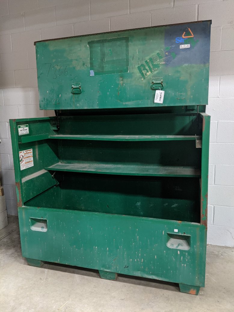 Used Greenlee 48" x 60" x 30" Flat Top Tool Storage Box W/ Piano Lid - P/N 4860 (4503572414550)