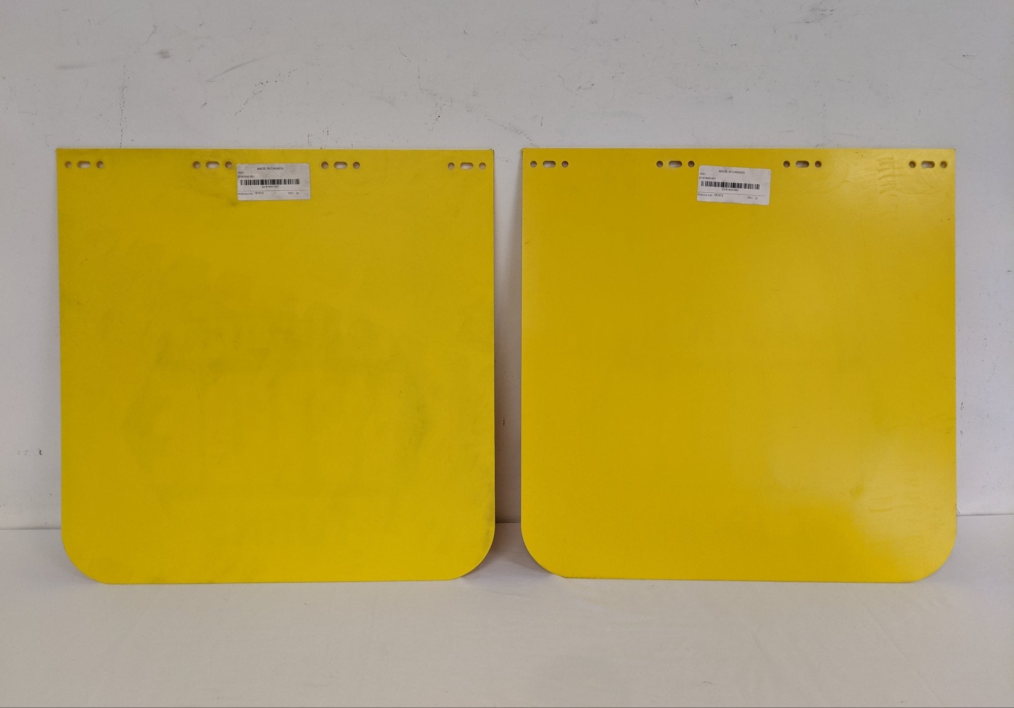 *Set of 2* "Caution Wide Turns" Straight 24" Yellow Mud Flap - P/N 22-61643-501 (9155330441532)