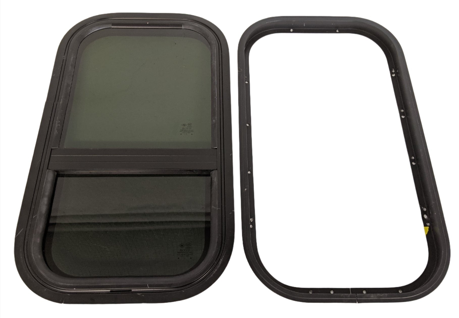 Used Freightliner Cascadia Side Sleeper Window w/ Retainer - P/N A18-63653-000 (3939768664150)