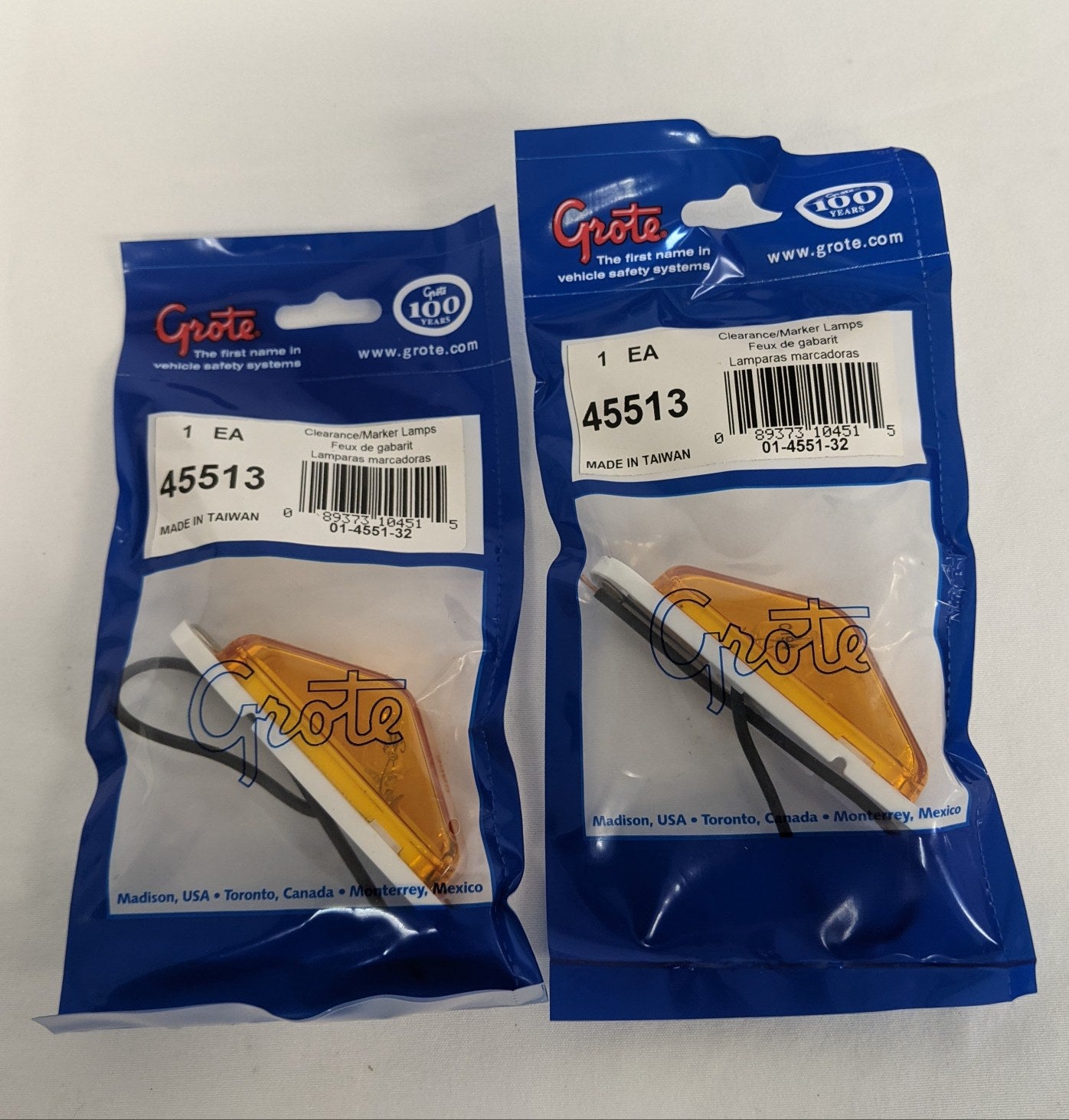*Lot of 2* New Grote Amber Clearance Marker Light - P/N GRO 45513 (9808051306812)