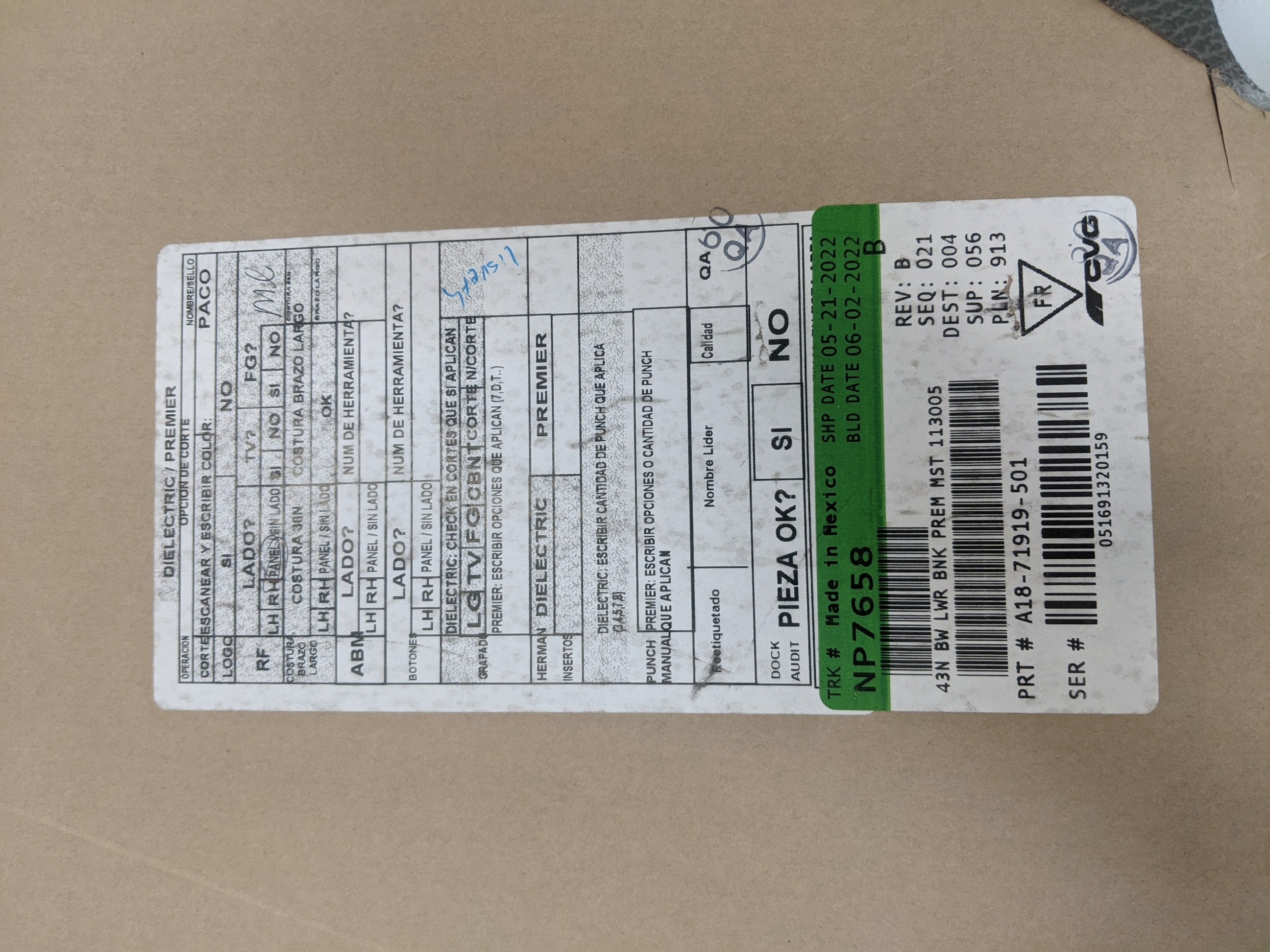 Western Star Gray Lower Bunk Upholstery Panel - P/N A18-71919-501 (8365595066684)