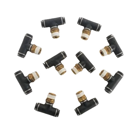 *Set of 10* SMC 1/4" MPT, 1/4" NT 1/4" NT PTC Tee Pipe - P/N SMC KV2T07 35S (6710346022998)