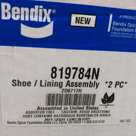 Bendix Shoe/ Lining Assembly *2 PC* - P/N 819784N