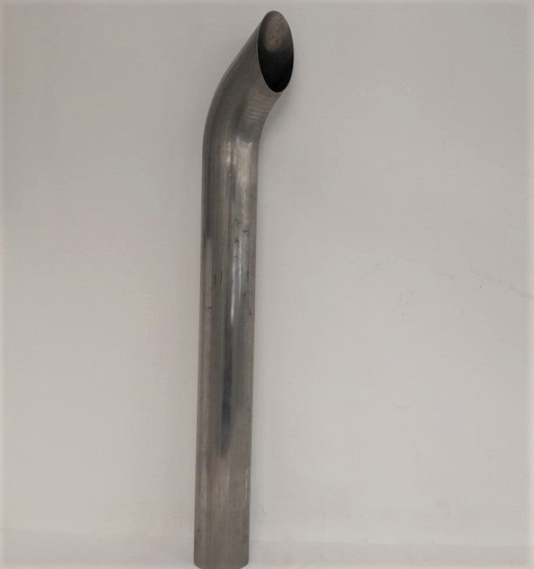 5" Curved Cut Polished Stainless Steel Exhaust Stack - 36" Long With Heavy Duty Clamp Included