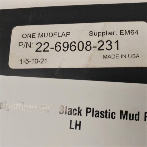 Freightliner LH Rear 24" Black Plastic Mud Flap w/ Logo - P/N 22-69608-231 (6700460343382)