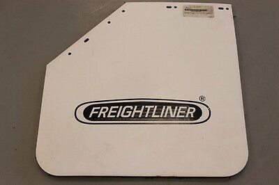 Single Freightliner LH White Plastic Mud Flap w/ Logo 24?x24?-P/N 22-61645-311 (3939581001814)
