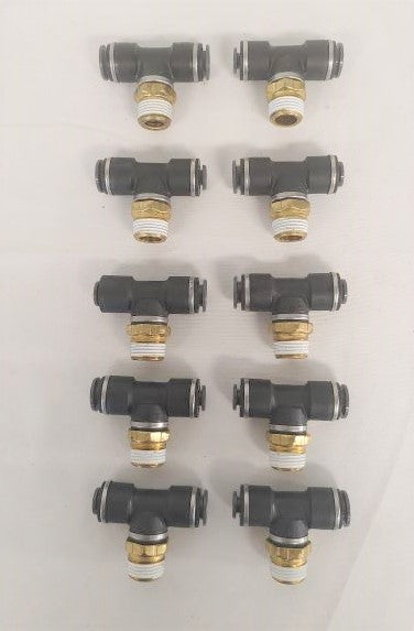 *Set of 10* SMC 3/8 MPT, 1/4 NT 3/8 NT PTC Tee Pipe - P/N KV2T07-11-36S (6628065181782)