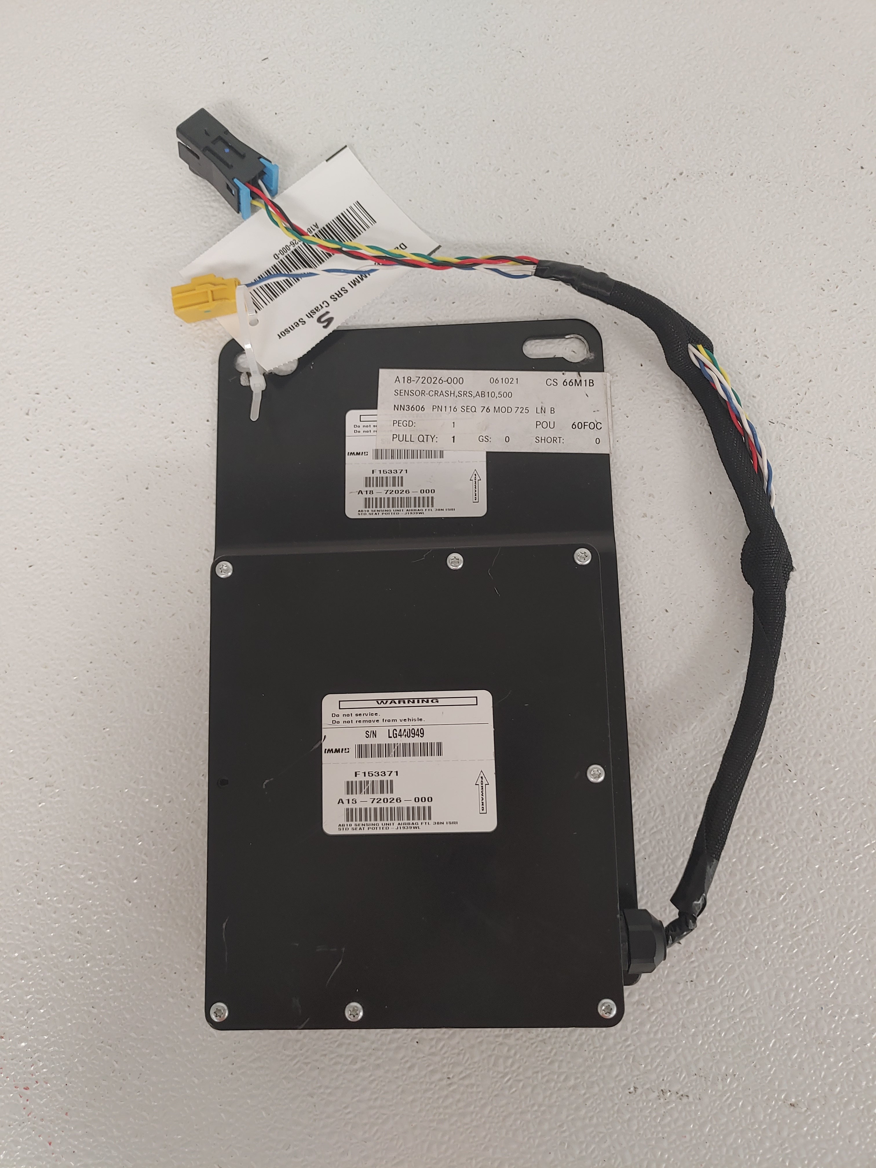 Damaged IMMI SRS Crash Sensor - P/N A18-72026-000 (8050483003708)
