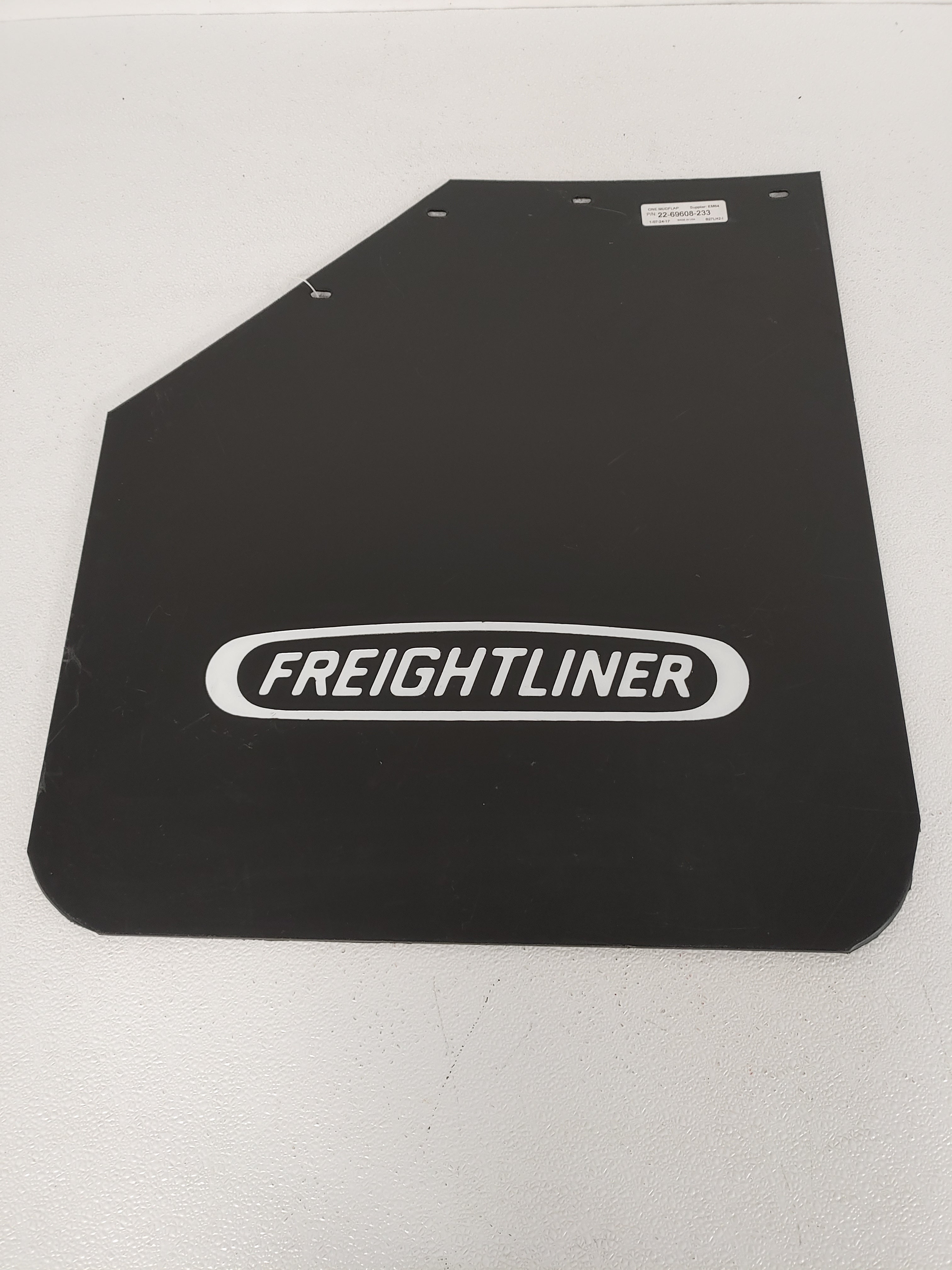 Used Freightliner 27" LH Rear Black Mud Flap w/ Logo - P/N 22-69608-233 (8286419976508)