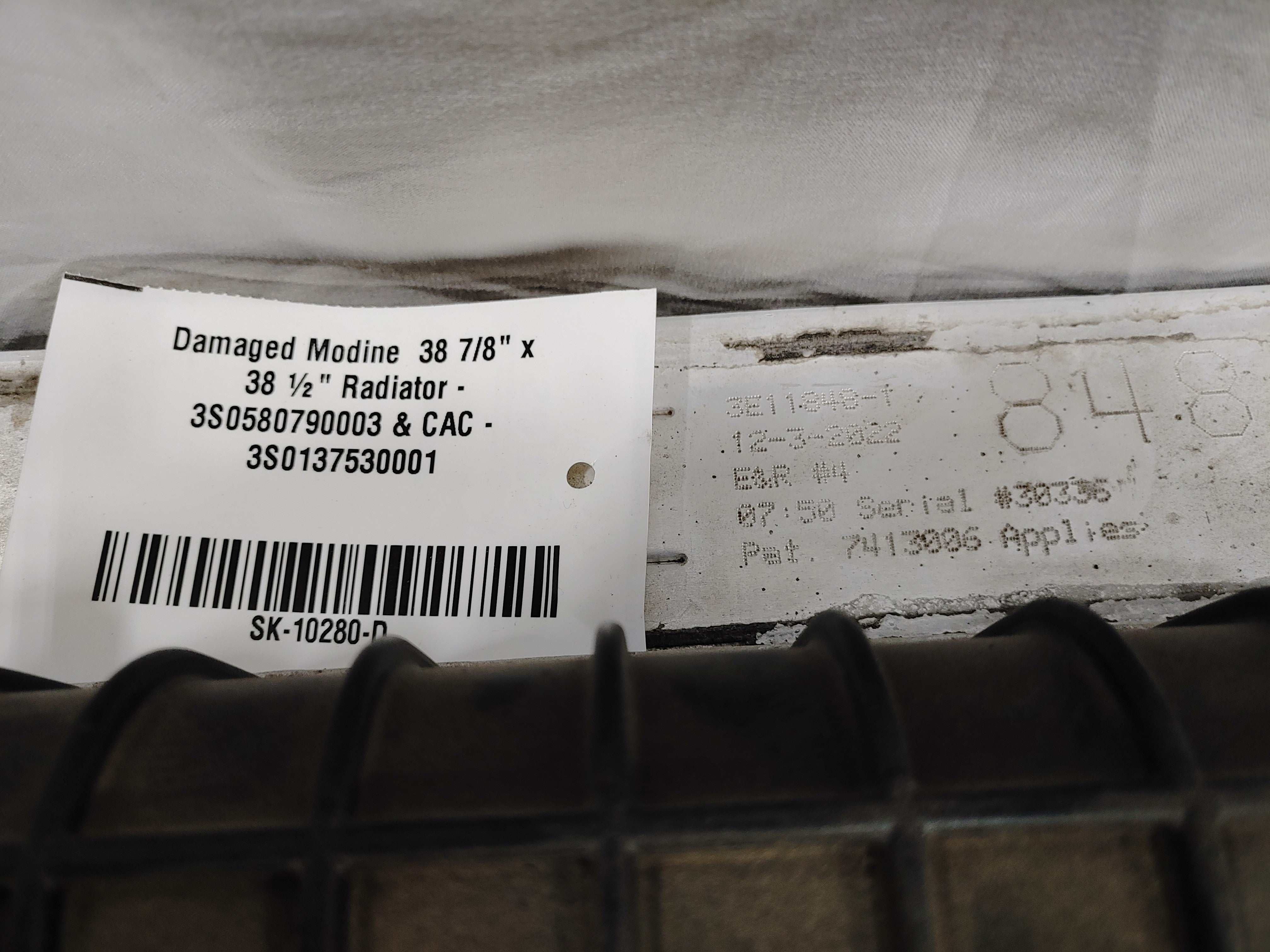 Damaged Modine 38 7/8" x 38 ½" Radiator - 3S0580790003 & CAC - 3S0137530001 (8240354591036)