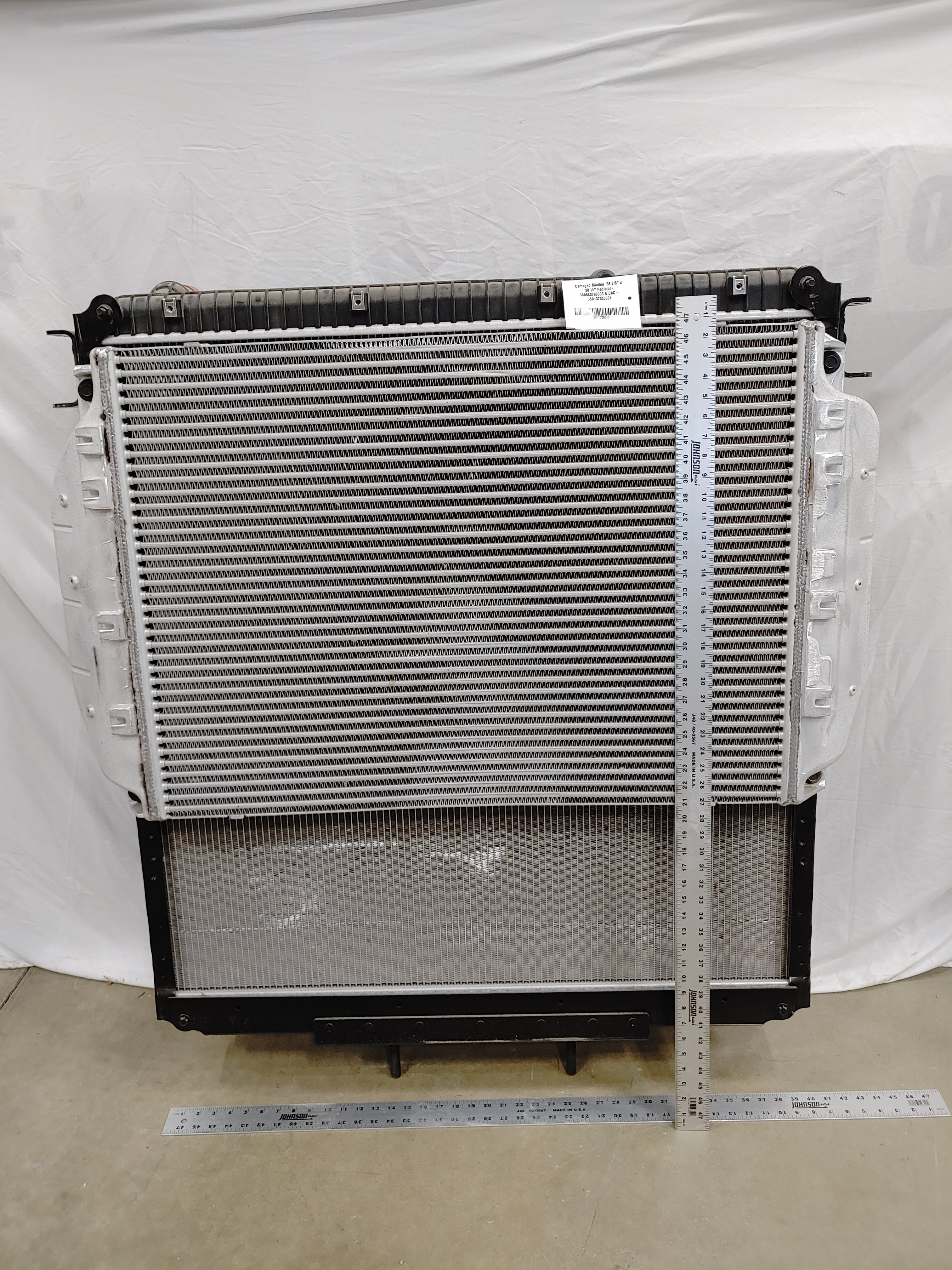 Damaged Modine 38 7/8" x 38 ½" Radiator - 3S0580790003 & CAC - 3S0137530001 (8240354591036)