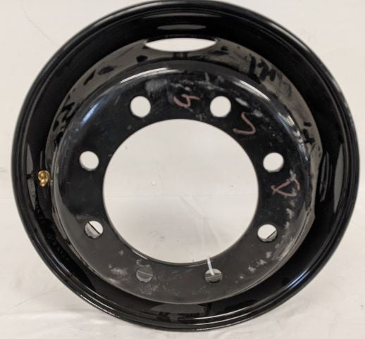 Damaged Freightliner 19.5 x 6.75 8 Lug Disc 1 Wheel Rim - P/N 91831BK (8069634359612)