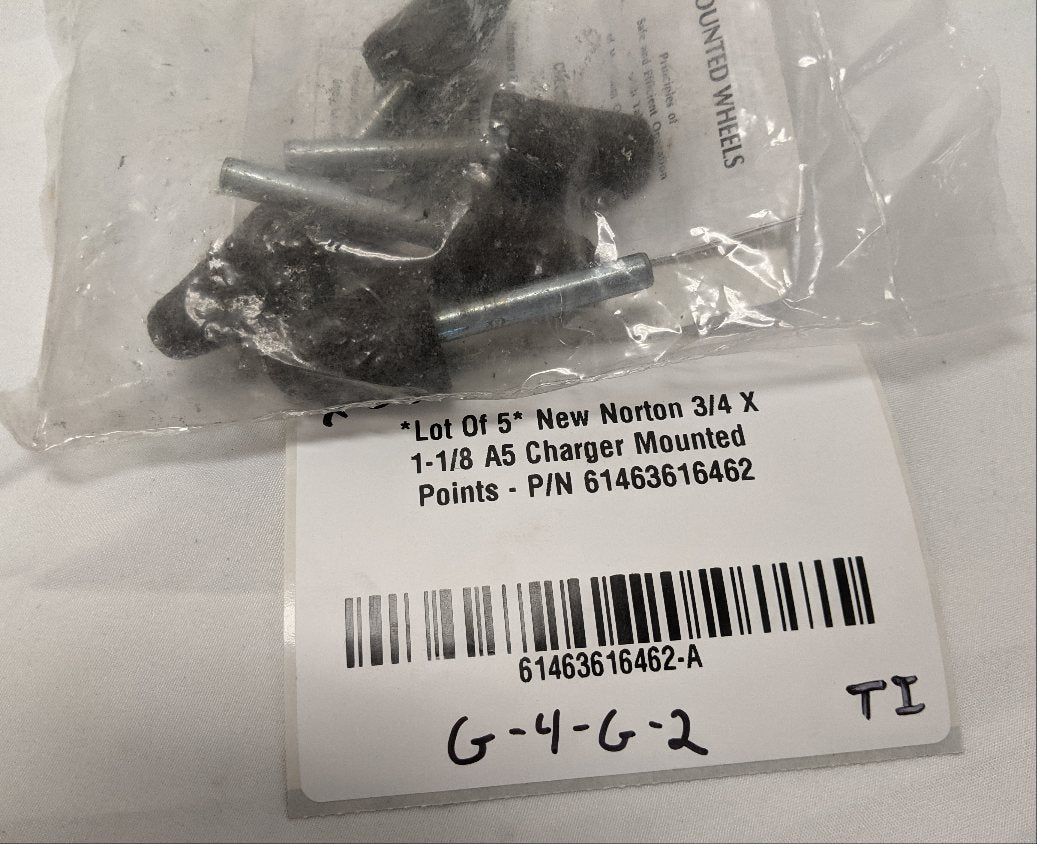 Norton A5 Charger Mounted Points | Lot of 5 | 3/4" x 1-1/8" | 30 Grit | M4