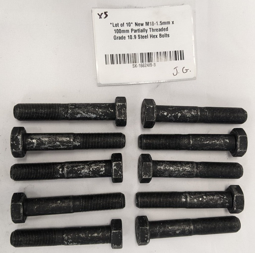 M18-1.5mm x 100mm Grade 10.9 Partial Thread Hex Bolts | SK-16624I9-B