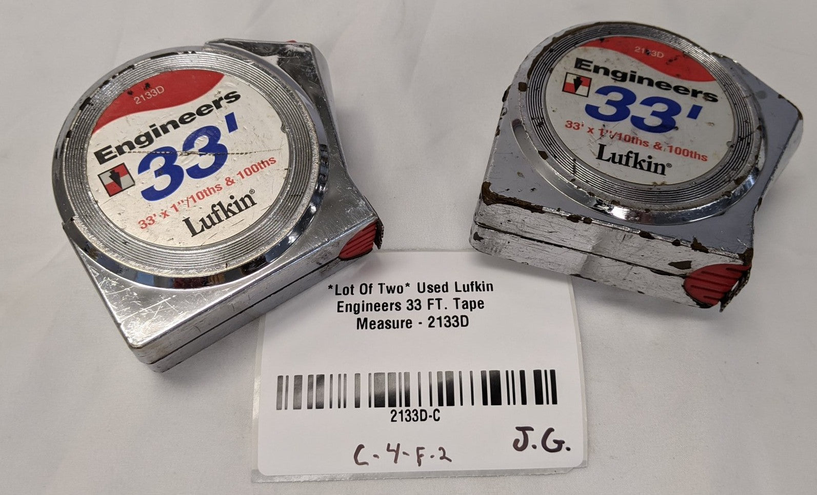 Lufkin Engineers Tape Measure 33 FT Lot of 2 - 10ths 100ths Scale 2133D
