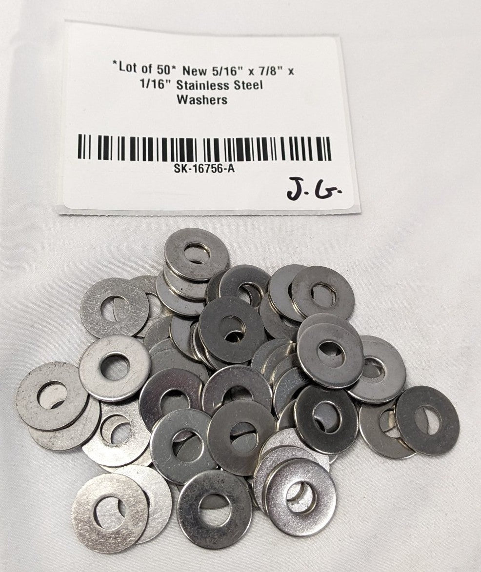 *Lot of 50* New 5/16" x 7/8" x 1/16" Stainless Steel Washers