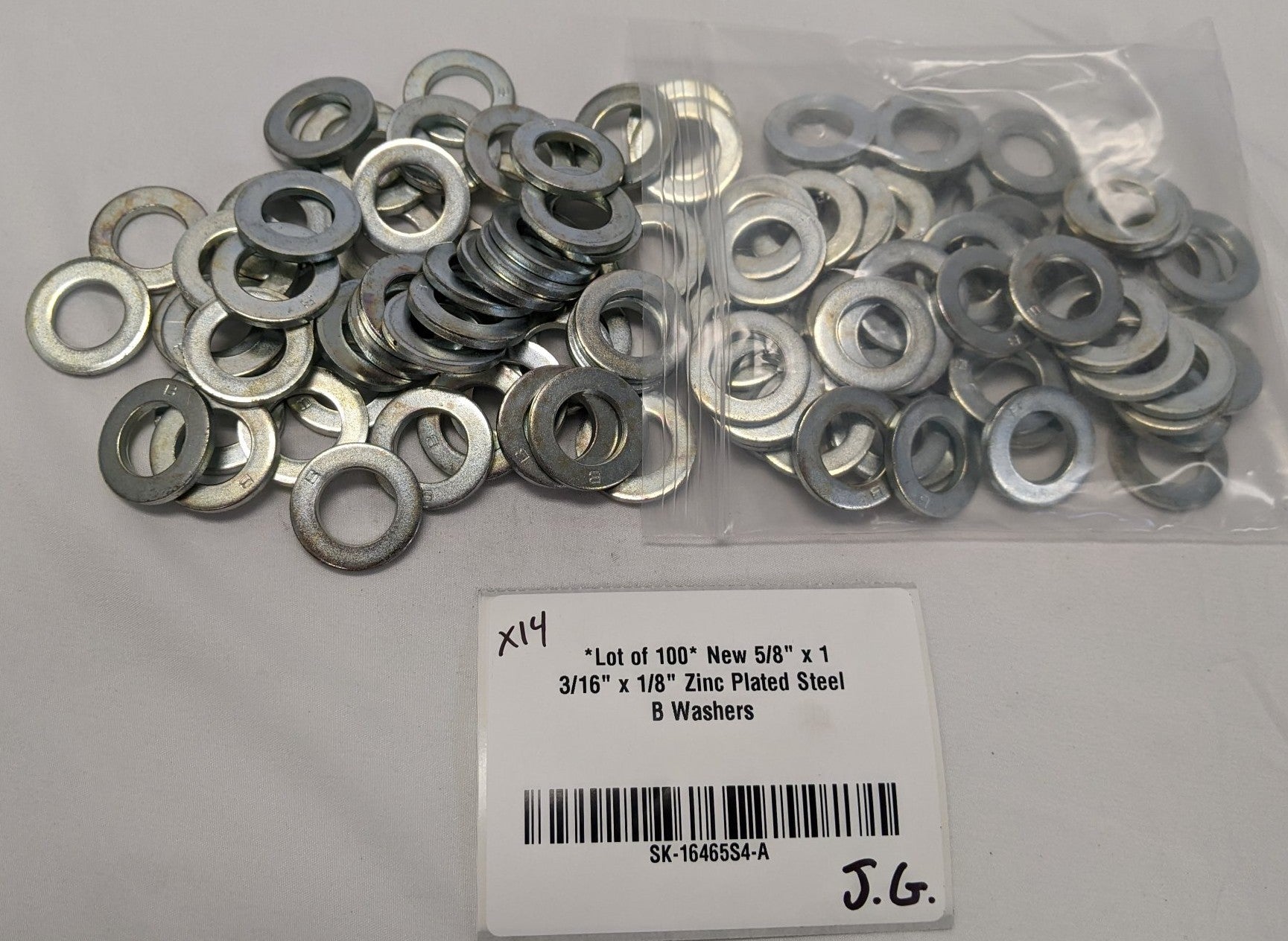 *Lot of 100* New 5/8" x 1 3/16" x 1/8" Zinc Plated Steel B Washers