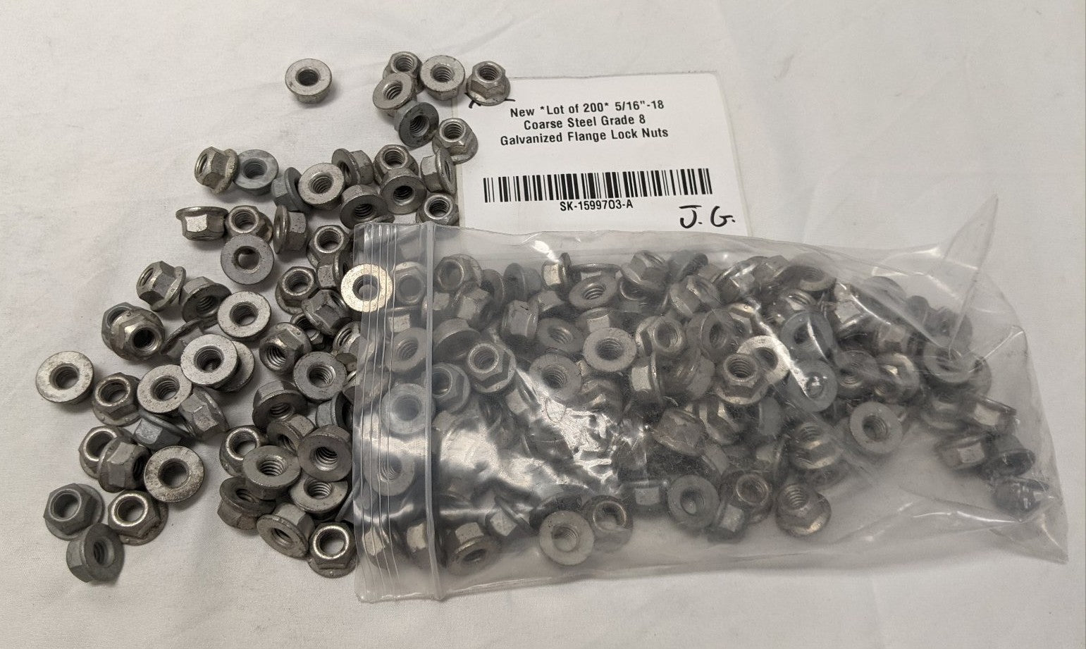 5/16"-18 Grade 8 Galvanized Flange Lock Nuts - Lot of 200 - High Strength Coarse Thread