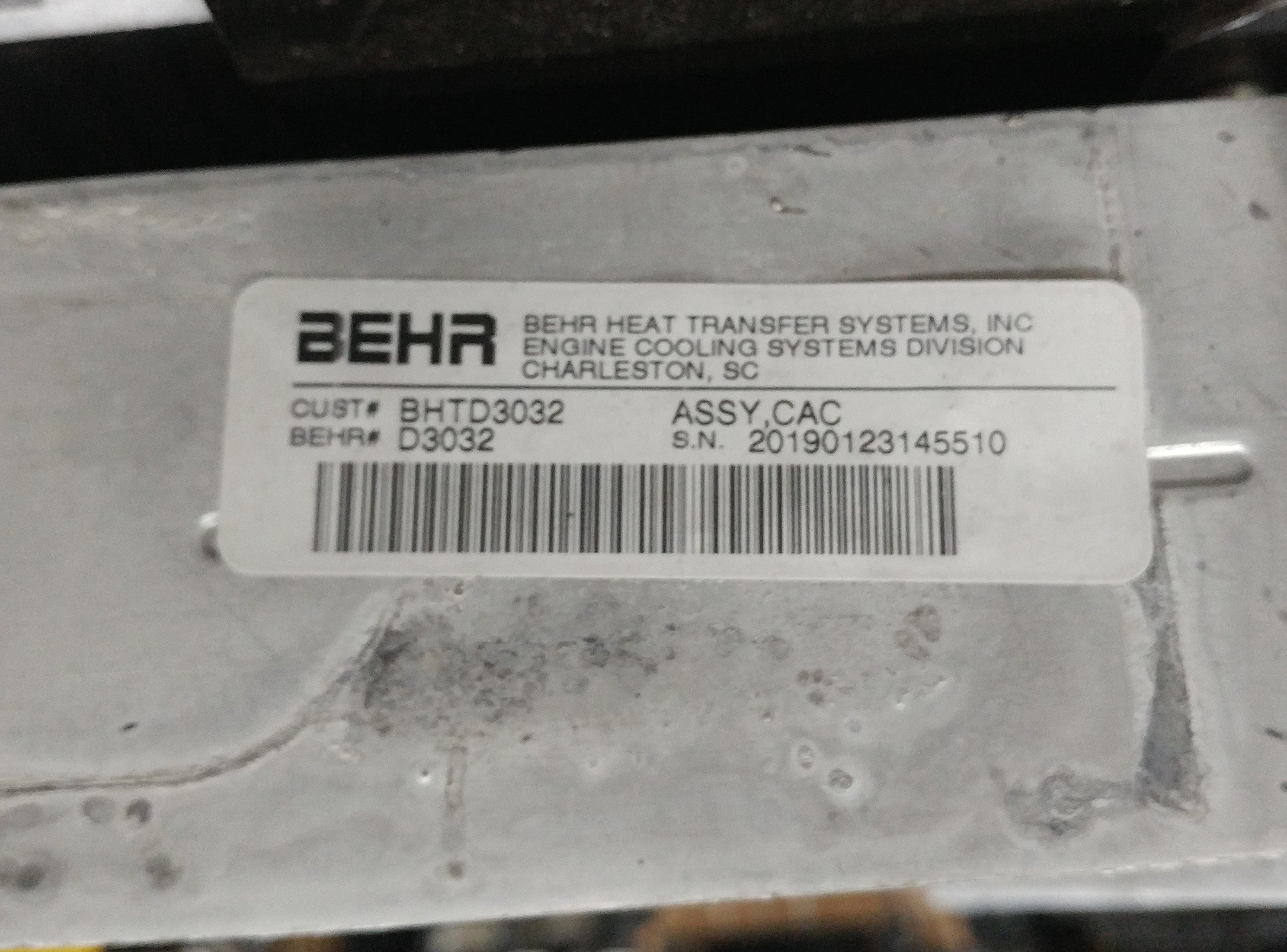 Damaged Freightliner M2 27 ½" x 14" x 2 ½" Charge Air Cooler - P/N  BHT D3032 (8678887981372)