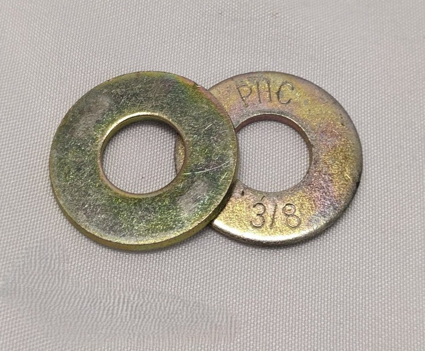 100 Yellow Zinc Steel Flat Washers 3/8"