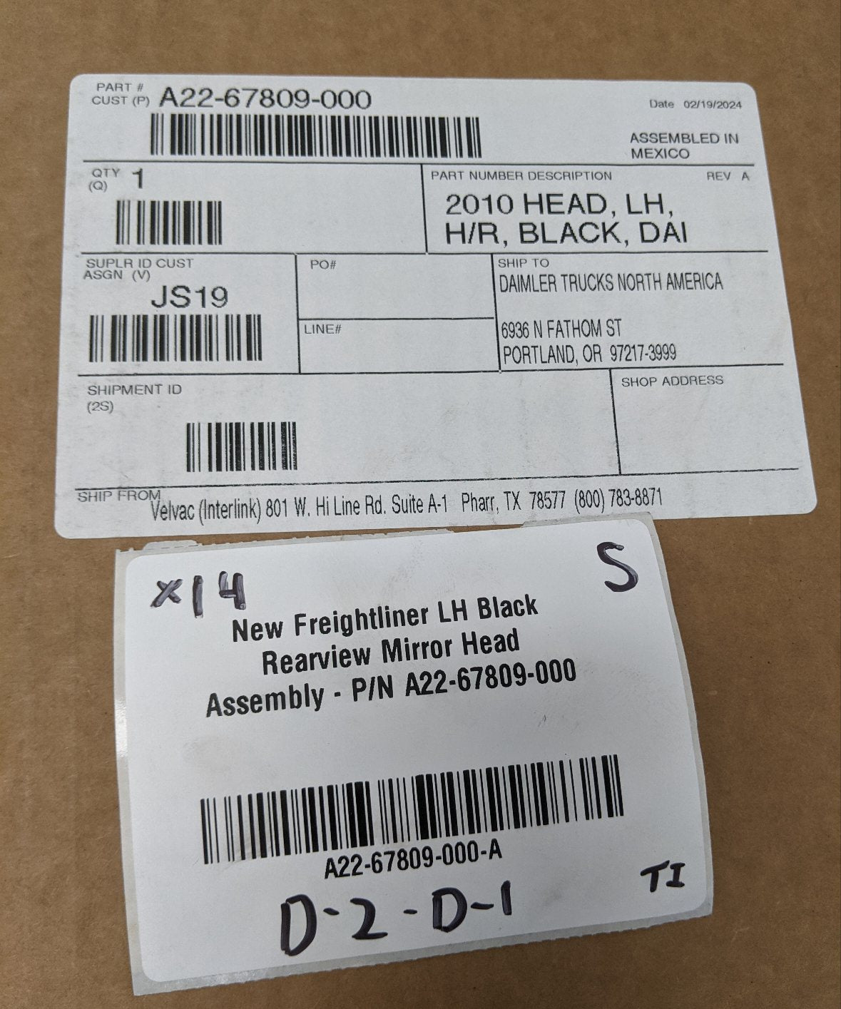 Freightliner LH Black Rearview Mirror Head (A22-67809-000) 