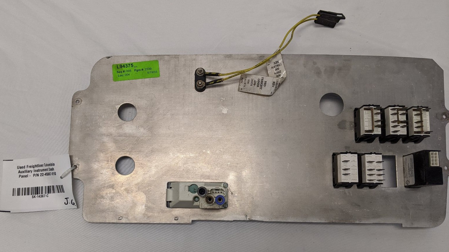 Used Freightliner Columbia Auxiliary Instrument Dash Panel -  P/N 22-45867-010