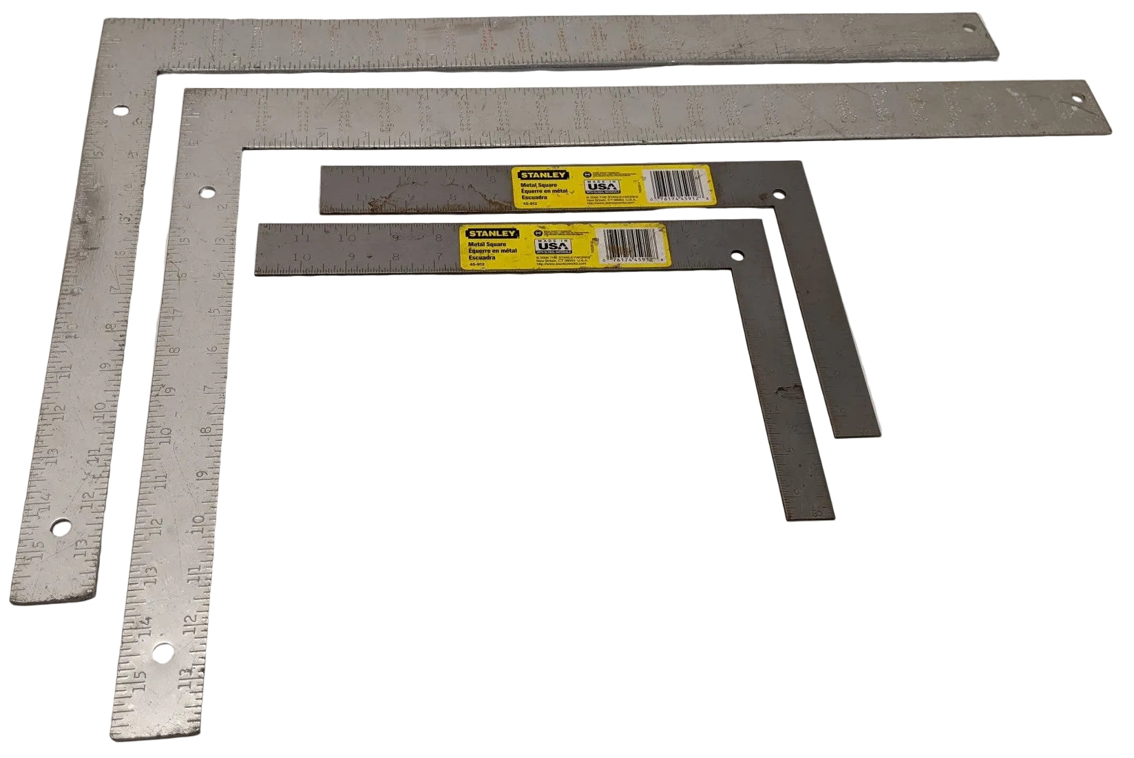 Carpenter Squares - 24" & 12" Framing Squares, Stanley, Johnson, Ace, Lot of 4