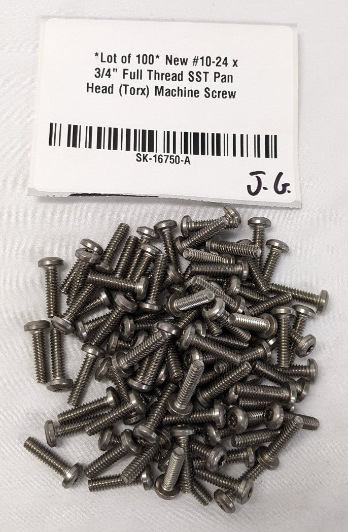 #10-24 x 3/4" Stainless Pan Head Torx T25 Machine Screw Lot 100