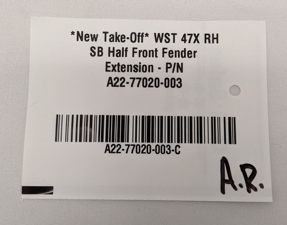 *New Take-Off* WST 47X SB RH Half Front Fender Extension - P/N A22-77020-003
