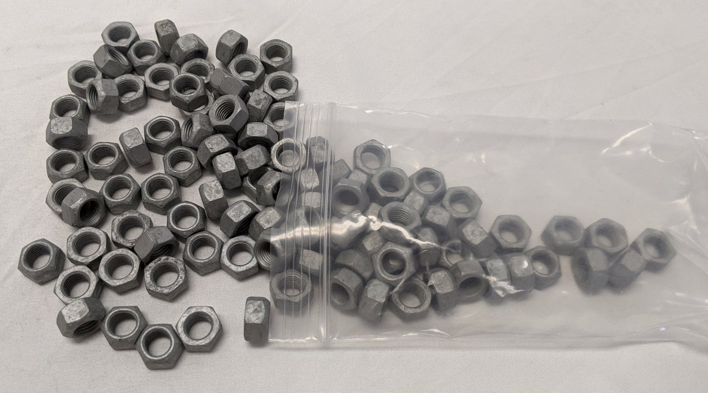 *Lot of 100* New 3/8"-24 Fine Threaded Steel Galvanized Locking Nuts