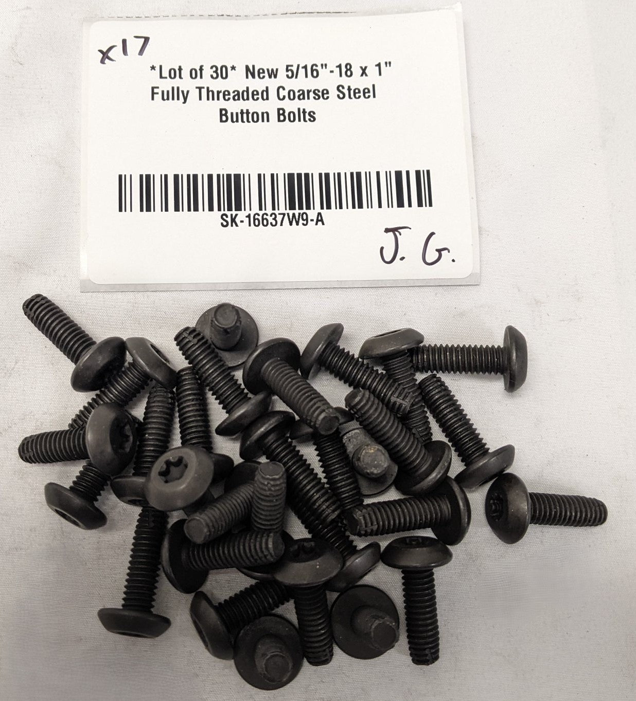 5/16"-18 x 1" Coarse Black Oxide Button Head Bolts | Lot/30