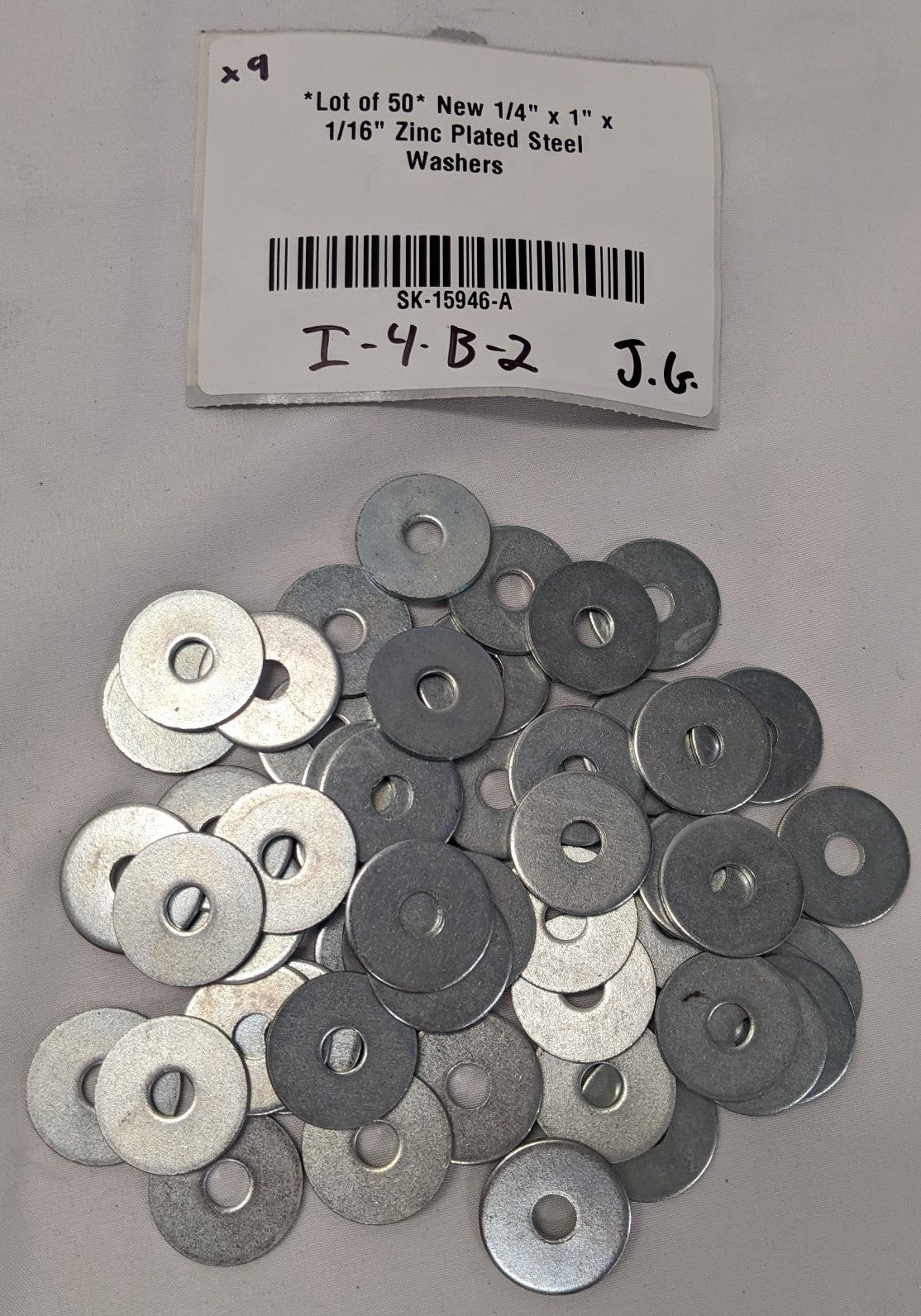 *Lot of 50* New 1/4" x 1" x  1/16" Zinc Plated Steel Washers