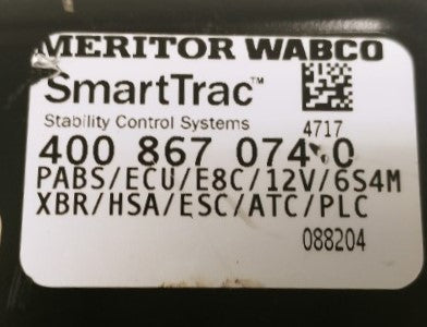 Meritor Wabco SmartTrac Stability Control Systems PABS ECU P/N  400 867 074 0 (4506959937622)