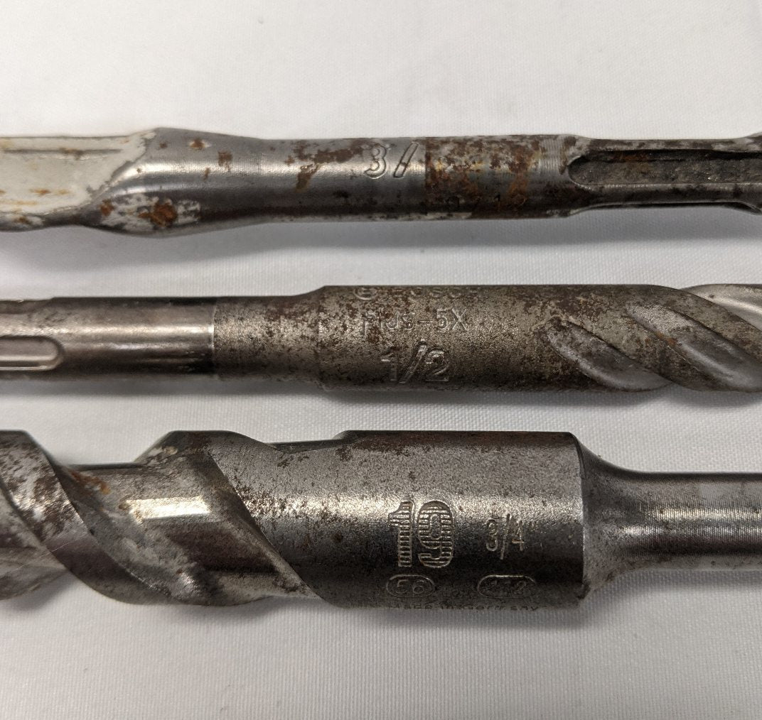 Masonry Drill Bits Lot of 3 | Hilti Bosch | SDS Plus | 1/2" & 3/4" | Tungsten Carbide