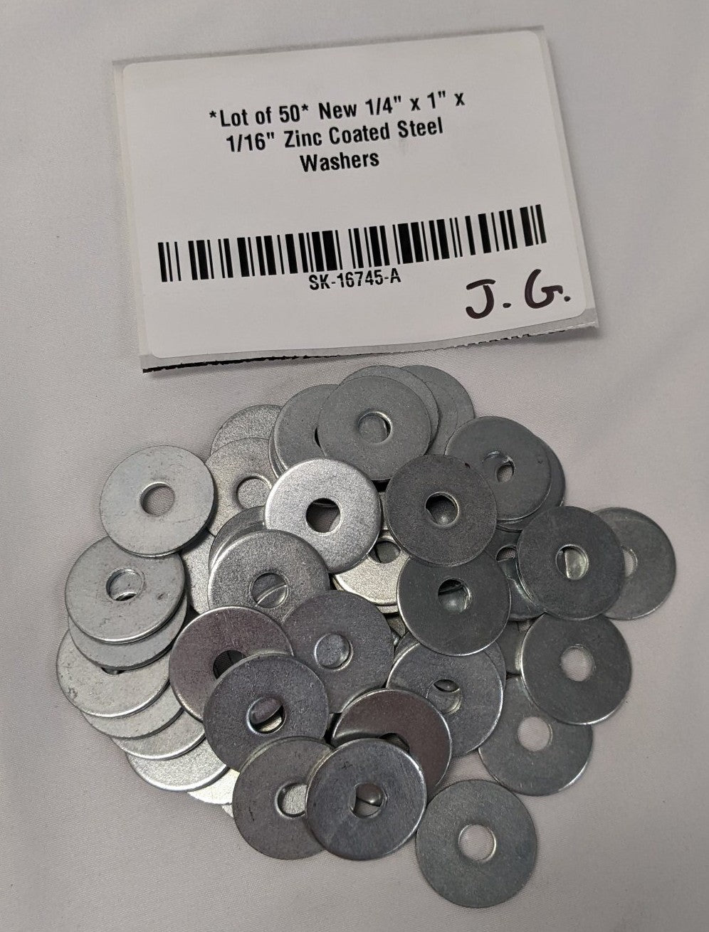 *Lot of 50* New 1/4" x 1" x 1/16" Zinc Coated Steel Washers
