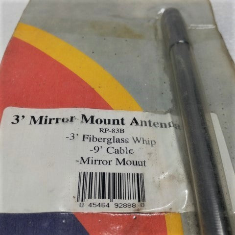 RoadPro 3' Standard Series Black Mirror Mount CB Antenna Kit - P/N  RP-83B (8757233090876)
